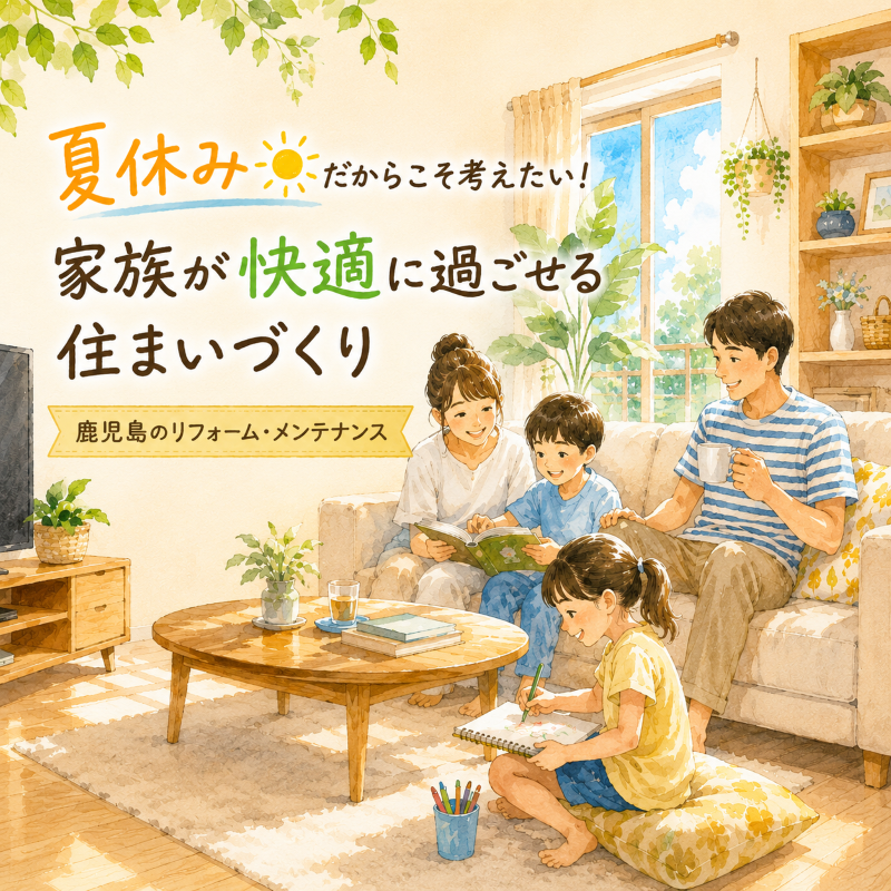 【鹿児島リフォーム】夏休みだからこそ考えたい！家族が快適に過ごせる住まいづくりと住まいのメンテナンス