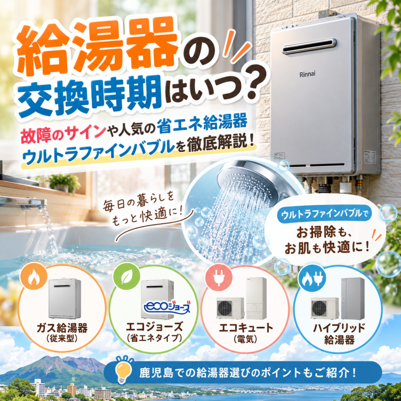 給湯器の交換時期はいつ？故障のサインや人気の省エネ給湯器・ウルトラファインバブルを徹底解説！